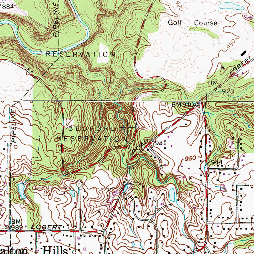 Topographic Map of Bridal Veil Falls, OH
