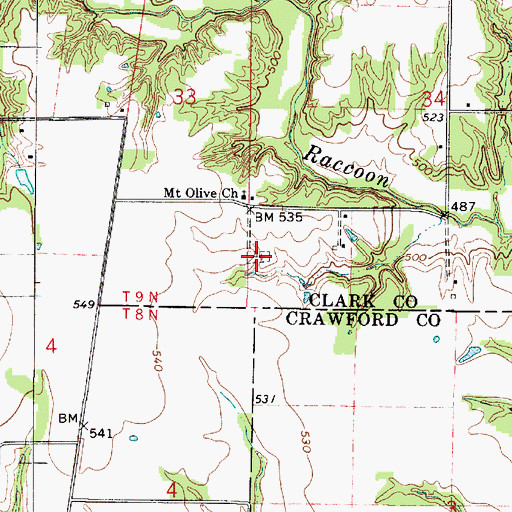 Topographic Map of Mount Olive Cemetery, IL