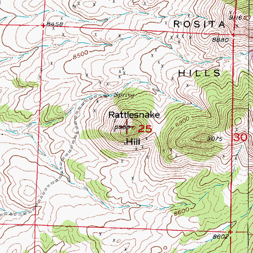 Topographic Map of Rattlesnake Hill, CO