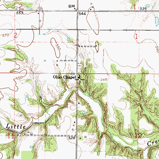 Topographic Map of Ohio Cemetery, IL