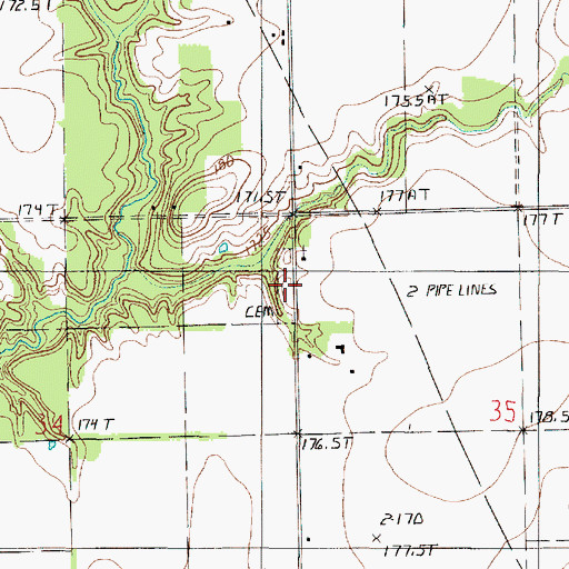 Topographic Map of Olive Branch Cemetery, IL