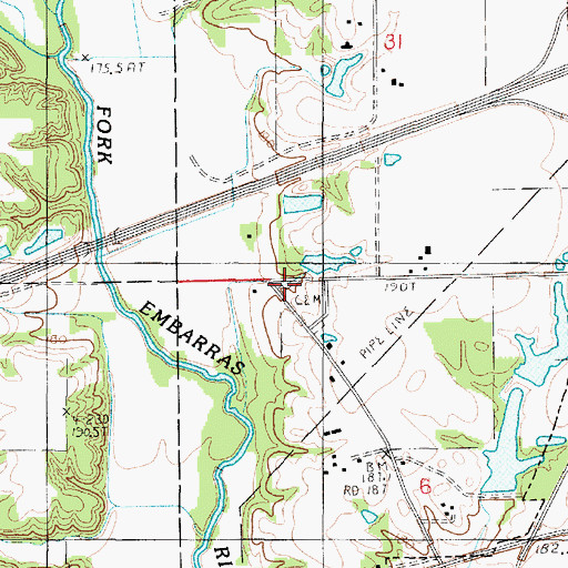 Topographic Map of Rupp Cemetery, IL