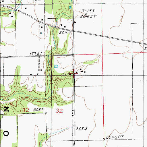 Topographic Map of Shiloh Cemetery, IL