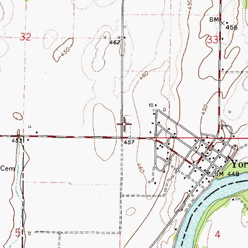 Topographic Map of York Cemetery, IL
