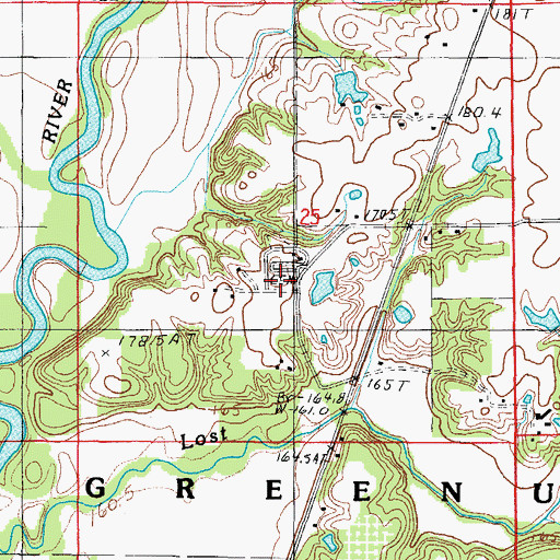 Topographic Map of Peach Orchard Cemetery, IL