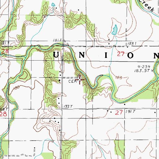 Topographic Map of Union Cemetery, IL