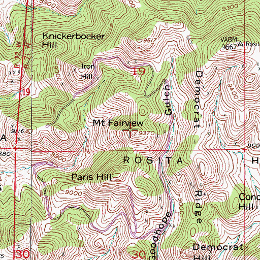 Topographic Map of Mount Fairview, CO