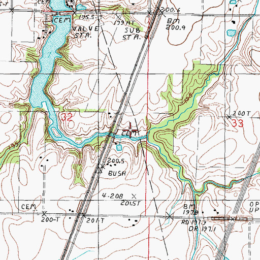 Topographic Map of Illinois Central Railroad Cemetery, IL