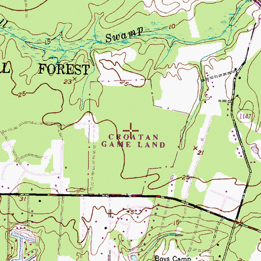 Topographic Map of Croatan Game Land, NC