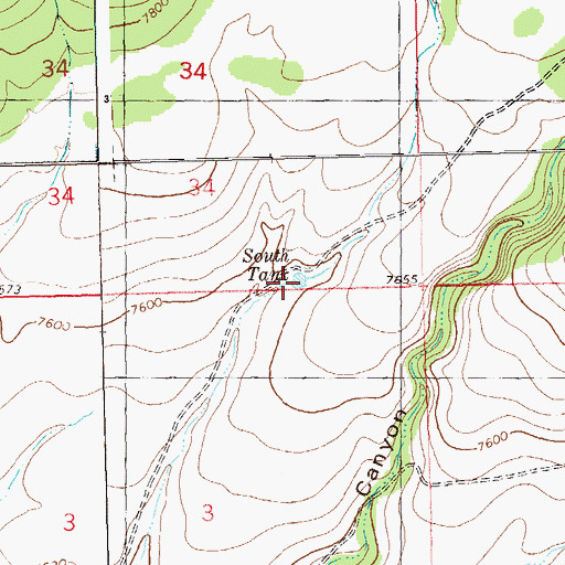 Topographic Map of South Tank, NM