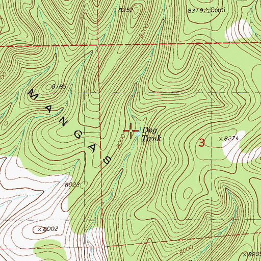 Topographic Map of Dog Tank, NM