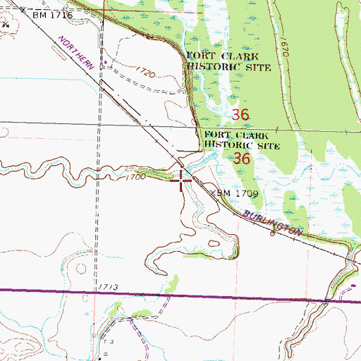 Topographic Map of Chardon Creek, ND