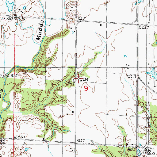 Topographic Map of Abbott Cemetery, IL