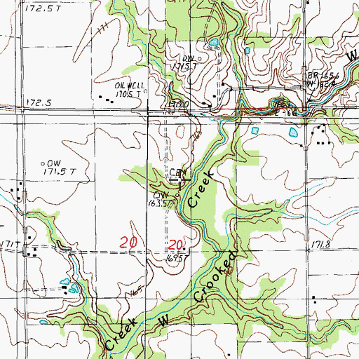 Topographic Map of Andrews Cemetery, IL