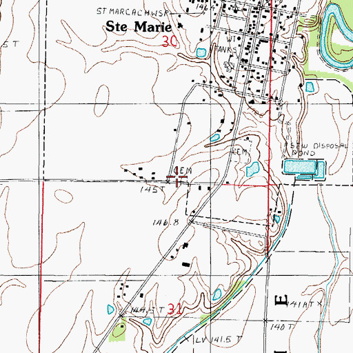 Topographic Map of Assumption Cemetery, IL