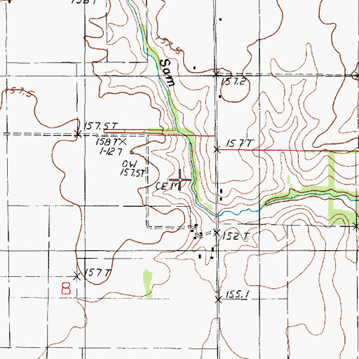 Topographic Map of Baily Cemetery, IL