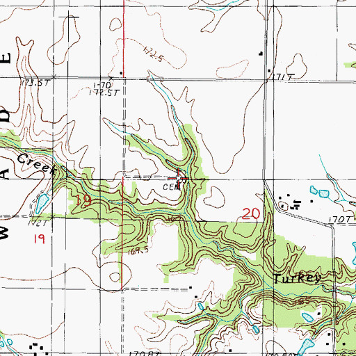 Topographic Map of Bowers Cemetery, IL