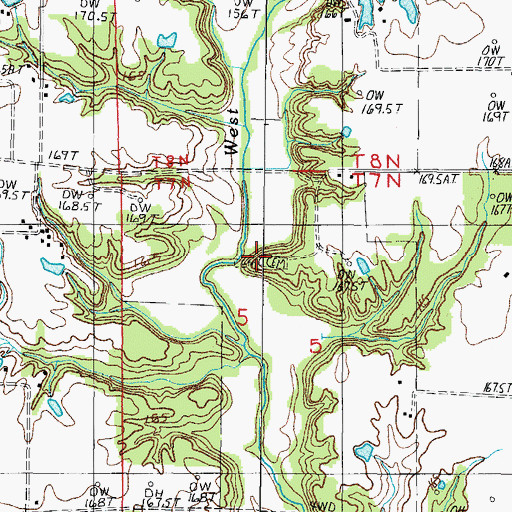 Topographic Map of Brooks Cemetery, IL