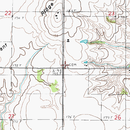 Topographic Map of Cummins Cemetery, IL