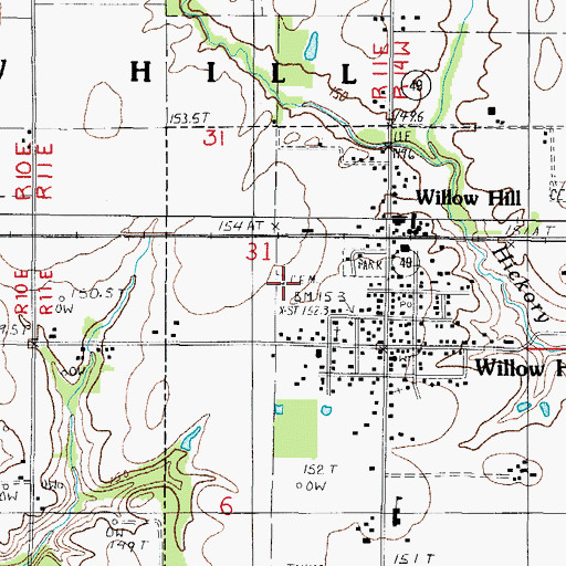 Topographic Map of Edison Cemetery, IL