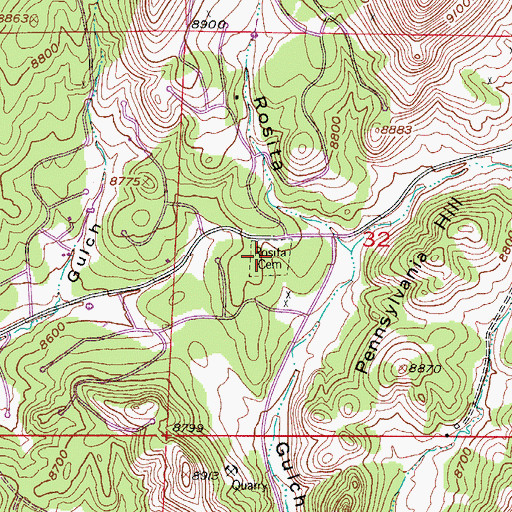 Topographic Map of Rosita Cemetery, CO