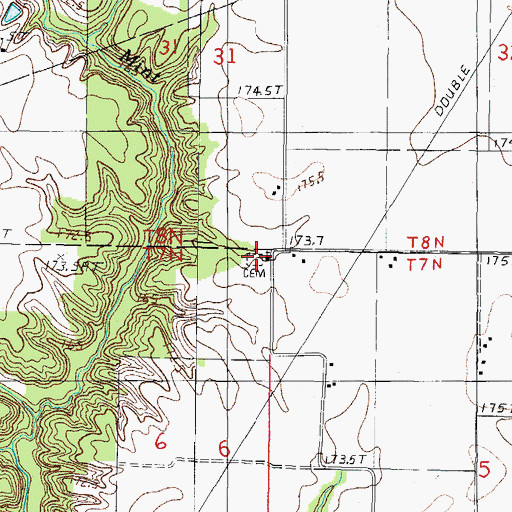 Topographic Map of Gila Lutheran Cemetery, IL