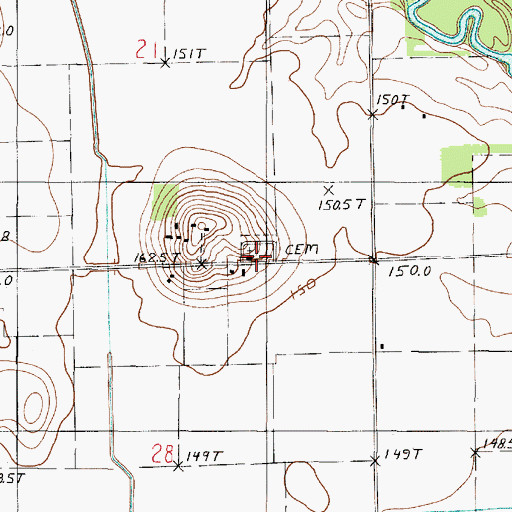 Topographic Map of Mound Cemetery, IL