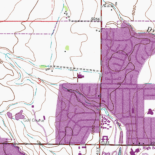 Topographic Map of Lucile Erwin Middle School, CO