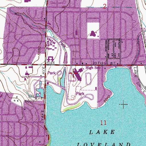 Topographic Map of Loveland High School, CO