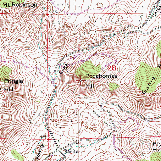 Topographic Map of Pocahontas Hill, CO