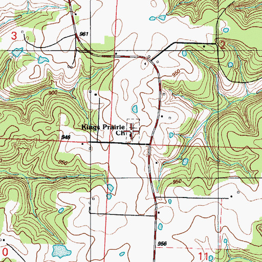 Topographic Map of King's Prairie Cemetery, MO