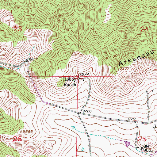 Topographic Map of Hobby Ranch, CO