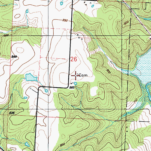 Topographic Map of Wisner Number 2 Cemetery, MO
