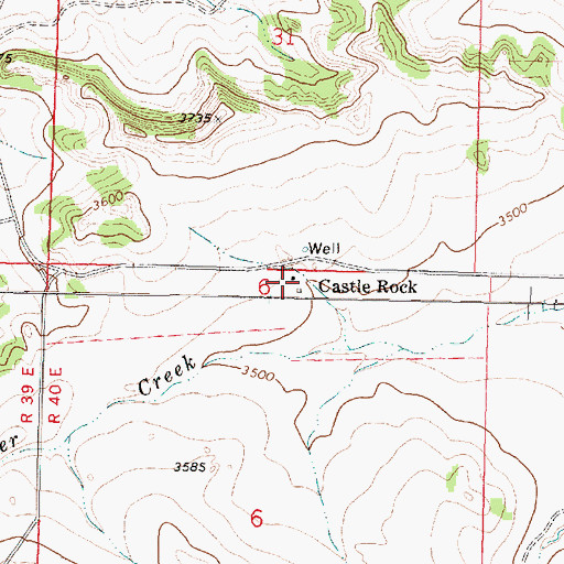 Topographic Map of Castle Rock (historical), MT