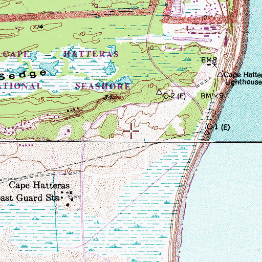 Topographic Map of Cape Hatteras Lighthouse, NC