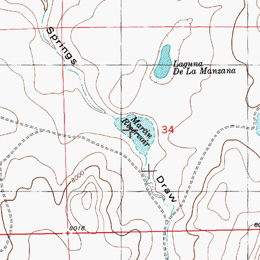 Topographic Map of Martin Reservoir, NM