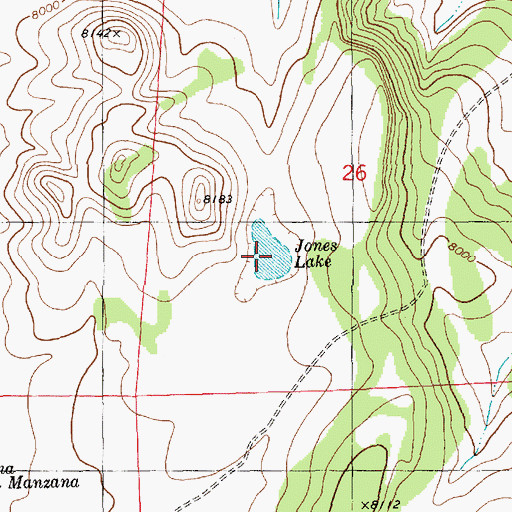 Topographic Map of Jones Lake, NM