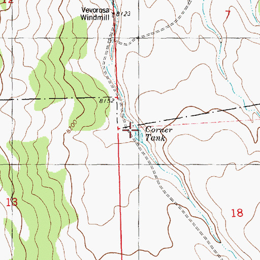 Topographic Map of Corner Tank, NM