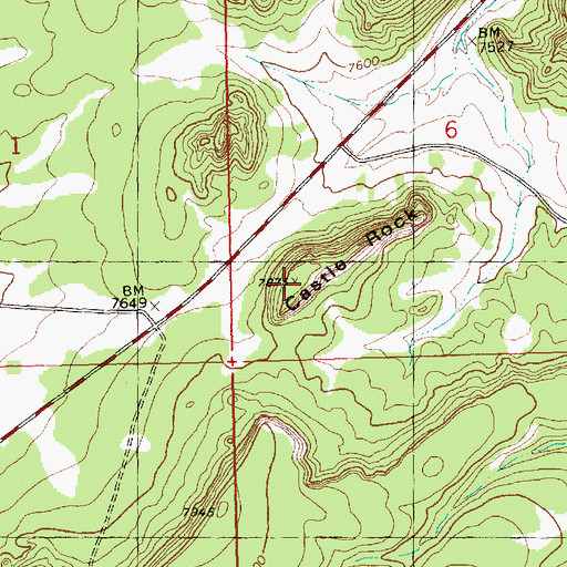 Topographic Map of Castle Rock, NM
