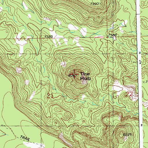 Topographic Map of The Hub, NM