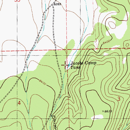 Topographic Map of Jacobs Camp Tank, NM