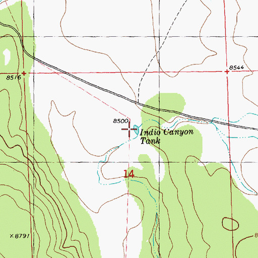 Topographic Map of Indio Canyon Tank, NM