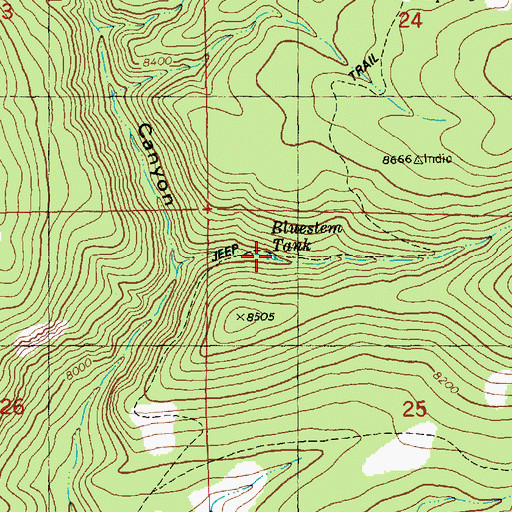 Topographic Map of Bluestem Tank, NM