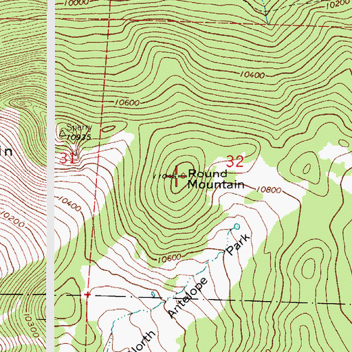 Topographic Map of Round Mountain, CO