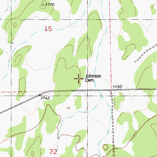 Topographic Map of Johnson Cemetery, NM