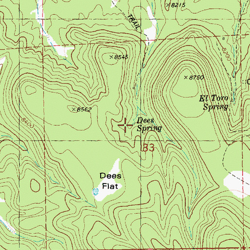 Topographic Map of Dees Spring, NM