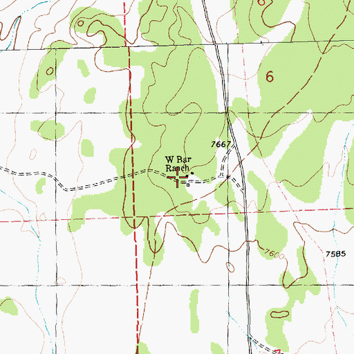 Topographic Map of W Bar Ranch, NM