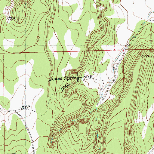 Topographic Map of Jones Spring, NM