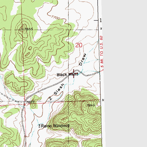 Topographic Map of Black Well, NM