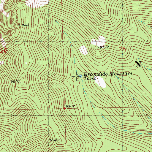 Topographic Map of Escondido Mountain Tank, NM